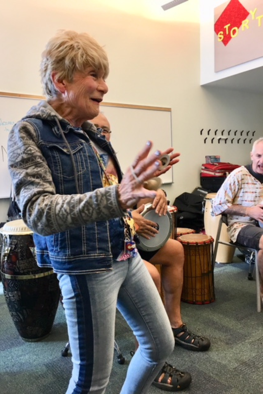 Woman dancing to drums